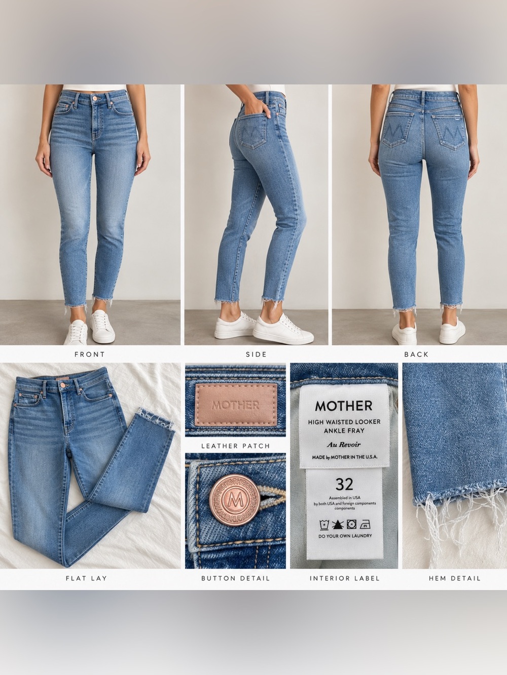 MOTHER ‘High Waisted Looker Ankle Fray’ Au Revoir Jeans - 32